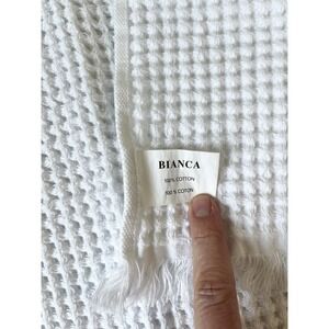 Bianca Cotton Waffle Knit Hand Towel 100% Cotton White 26 X 16.5 Luxury Portugal